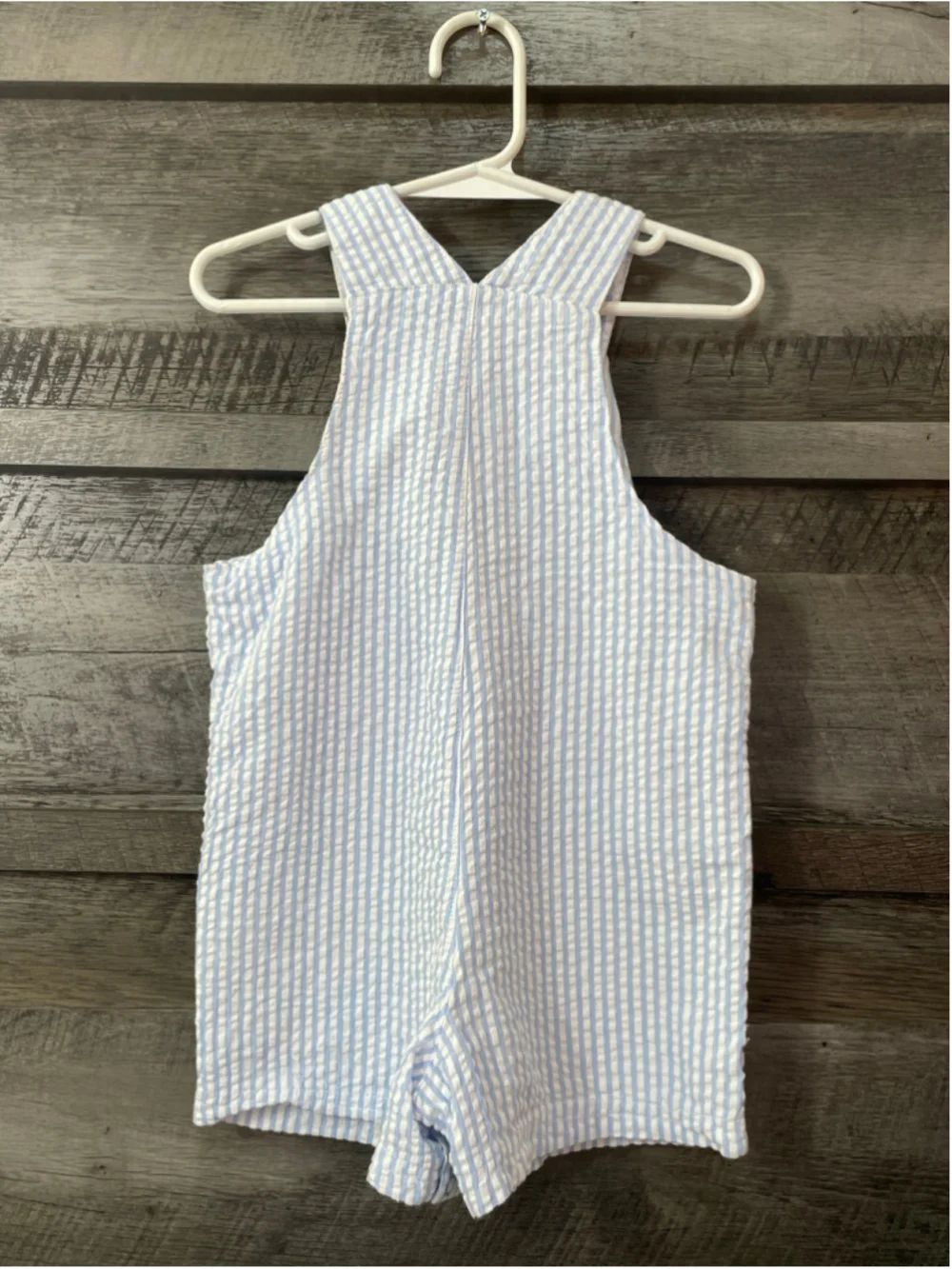 Boys 24 Months Sailboat Nautical Embroidered Seersucker Blue White 24 Months